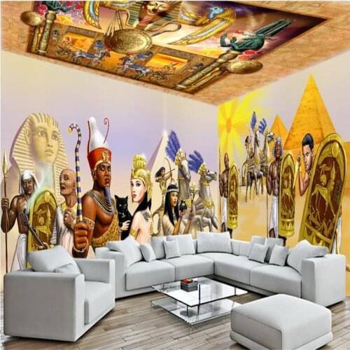 Wellyu Ancient Egyptian dream theme space background wall custom large fresco green wallpaper papel de parede para quarto