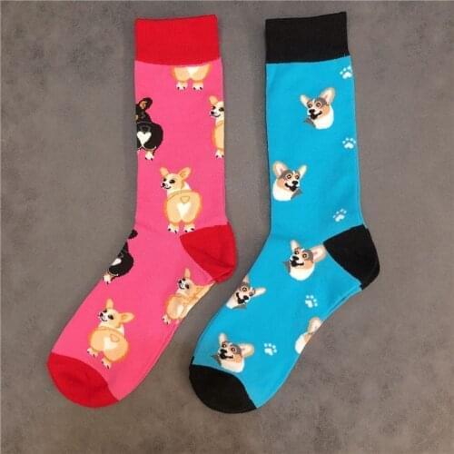Funny Welsh Corgi Crew Short Ankle Socks Corgis Love Heart Ass Balloon Bum Cotton Lovely Small Pet Furry Japanese Dog Shiba Inu