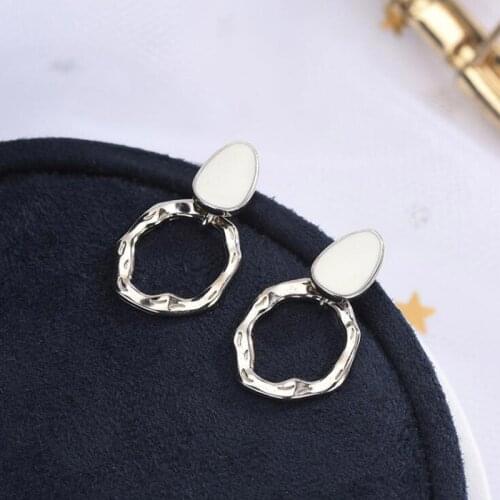 Fashion Trendy Enamel Stud Earrings For Women Statement Korean Real 925 Sterling Silver Bump Circle Earring Party Gifts Jewelry