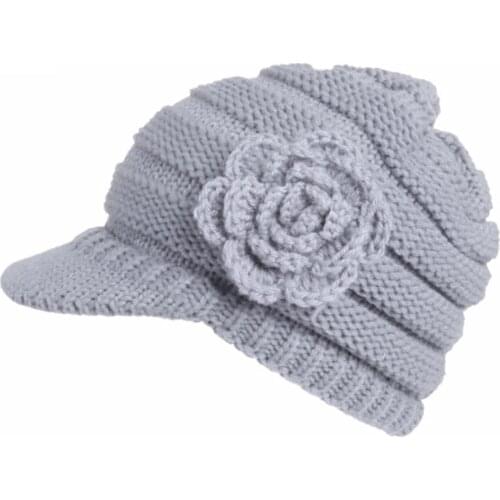 Women Ladies Winter Knitted Floral Pattern Berets Caps Fashoin Solid Color Outdoor Keep Warm Hats Lady Classic Windproof Hat