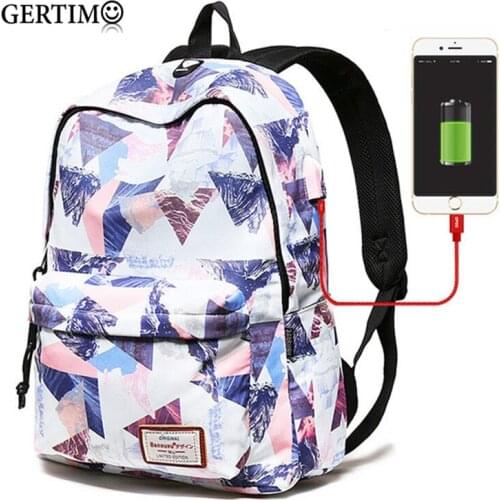 Women External USB Charge Backpack Girls 15.6" Laptop Backpack School Computer Bag Waterproof Travel Backpack for teens Girls