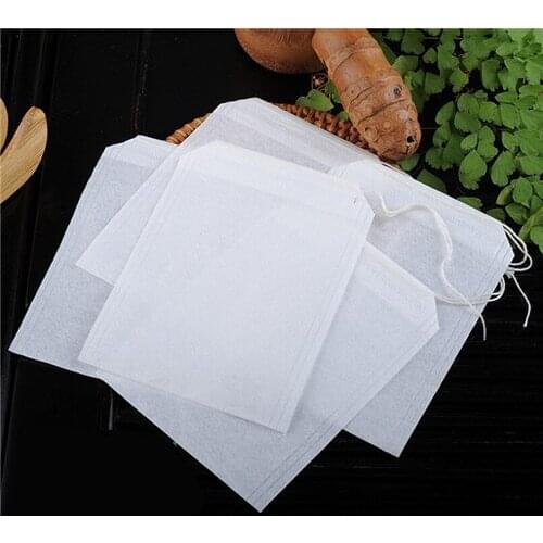 100Pcs/Lot 5.5 x 6CM Empty Teabags Tea Bags String Heal Seal Filter Paper Teabag for Herb Loose Tea