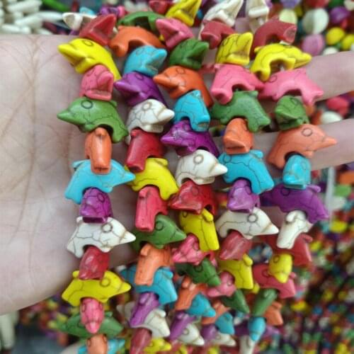11x20mm Mix Color Dolphin Shape Turquoises Beads DIY Loose Spacer Stone Bead For Jewelry Making Fashion Charm Bracelet Necklace
