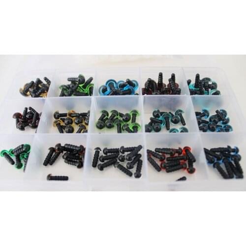 150pcs/box 6mm 8mm 10mm colorful round shape plastic safety toy eyes + hard washer for diy doll