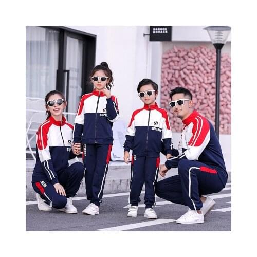 Patchwork Mother Father Daughter Son Family Clothes Sets Casual Jacket+Sports Pants 2pcs Family Matching Fits Family Clothings
