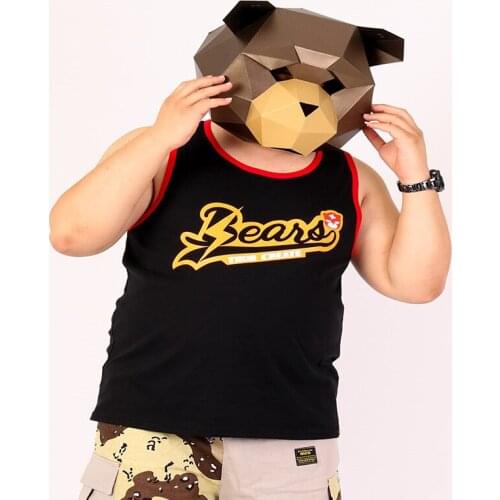 2019 New Arrival Cute Bear Claw Paw Tank Tops Mens Plus Size Cotton Undershirt Gay Bear Male Vest Black White Navy S M L XL XXL