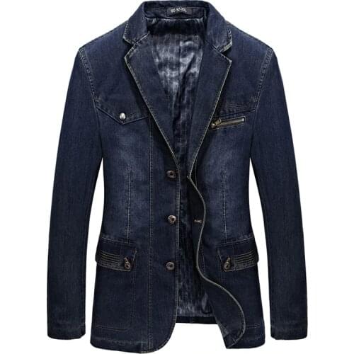 Blazer Jacket Men Jeans Jacket Men Windbreaker Cotton Denim Military Jeans Jacket Men Coat Chaqueta Hombre Outerwear&Coats 3XL