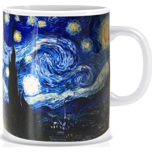 Custog Porcelain Mug Fun Design For Coffee Funny Gifts for Women and Men 12oz Customize Starry Night