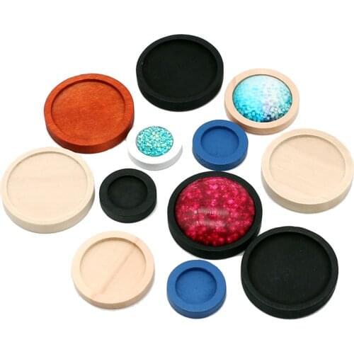 10pc/lot Cabochon Wood Fit 12mm 25mm Base Wooden Frame Pendants UV Resin Charm Jewellery Making Supplies Wholesale