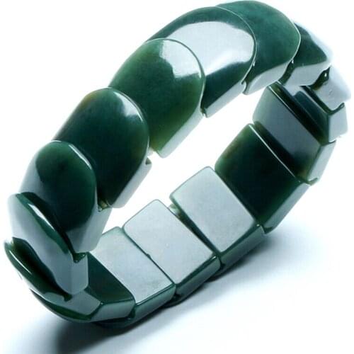 DROPSHIPPING NATURAL XINJIANG HETIAN QING JADE BRACELETS LUCKY AMULET SQUARE BRACELET & BANGLES FOR WOMEN MEN GIFT