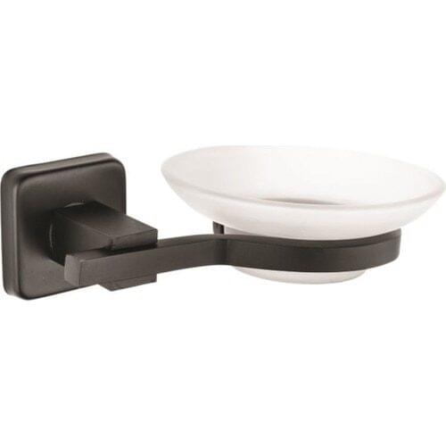 Eym Square Series Stainless Matt Black Bathroom Glass Solid Soap Dish