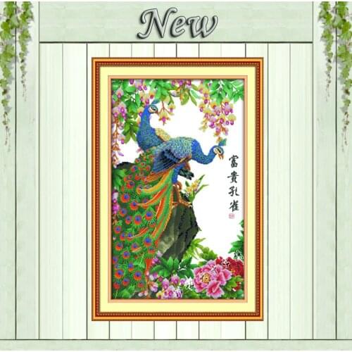 Wealth peacocks mascot birds DIY paintings Counted Printed on canvas DMC 14CT 11CT Cross Stitch Needlework Kits Embroidery Sets