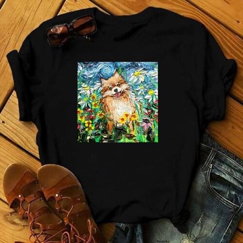 Hot Pomeranian TShirts Women Tops Funny T-shirts Harajuku T Shirt Kawaii Clothing Female Summer Tees Graphic Dazy Style Tshirt