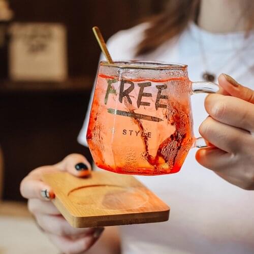 Cute Personality Heat-resistant Glass 400ml With Handle Cover Spoon Creative Home Breakfast Tea Cup Ins Net Red Gift Box