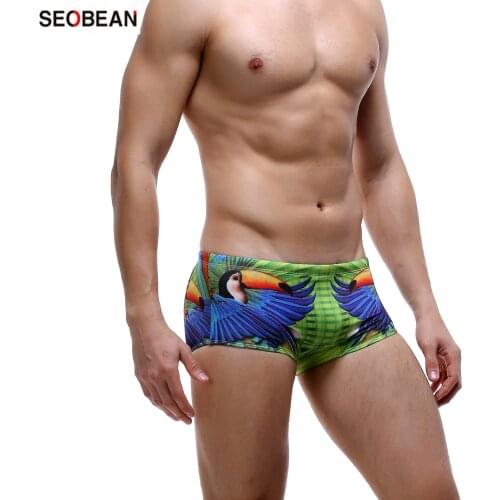 SEOBEAN Mens Swimwear Fashion Personality Swimming Boxers Printing Swimsuits Trendy Mens Swimming Trunks
