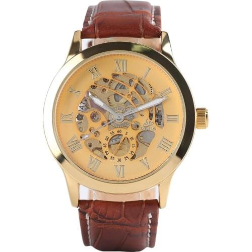 Men Luxury Automatic Self-Wind Mechanical Watch Leather Band Stainless Steel Case Roman dial Casual Mechanical Watches