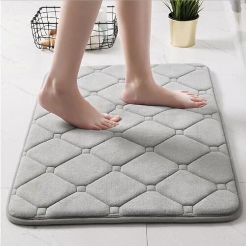 Soft Bathroom Carpet, Solid Color Coral Fleece Rug, Thick Absorbent Non-slip Mat at the Entrance of Living Room and Bedroom