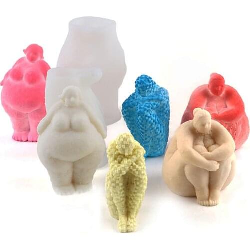 New Nordic Abstract Woman Mosaic Thinker Candle Silicone Mold Handmade Aroma Candle Epoxy Resin Plaster Home Decoration