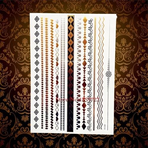 1PC New Arrival Gold Flash Waterproof Temporary Tattoo Sticker Sexy Women Makeup Body Art Arm Tattoo on Legs tatouage taty HYH66