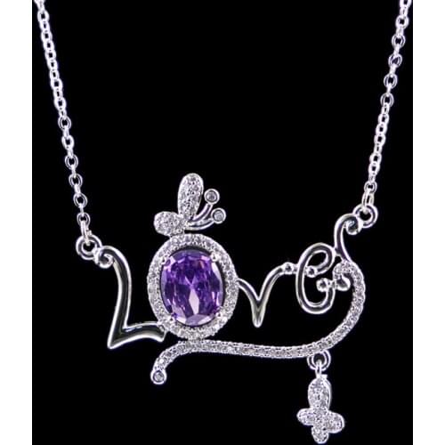 Factory Directly Sales Silver 925 Jewelry Anniversary/Engagemnet/Bridal Necklace Butterfly love flower Pendant Pretty Present