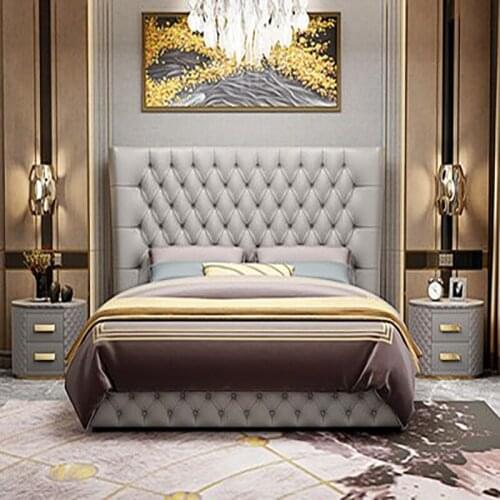 Italian style light luxury pull button bed, modern and simple high box storage double bed, master bedroom, large apartment