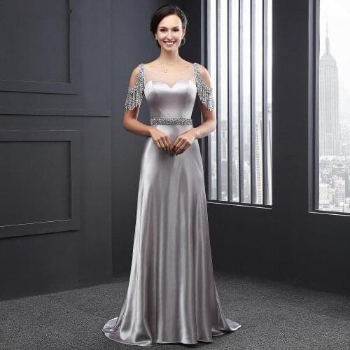 Sweetheart A-line party Gown Luxury Silver Beaded Sashes Backless 2018 Off The Shoulder vestido de noiva bridesmaid dresses