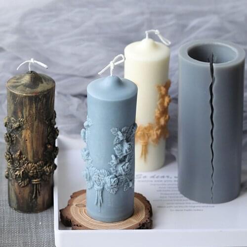 Silicone Candle Mold Carved Column DIY Resin Candle Mold Bride Wax Model Aromatherapy Art Ornament Crafts Mould