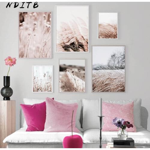 Grass Nature Picture Scandinavian Poster Landscape Wall Art Canvas Print Painting Nordic Style Modern Modern Living Room Decor