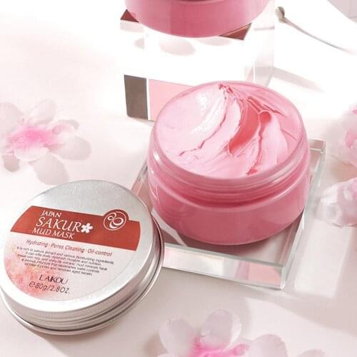 Japan Sakura Clay Mask Deep Cleansing Whitening Repair Skin Mud Korean Face Mask Oil Control Shrink Pores Skin Care Masks