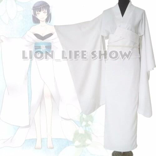 Japanese Traditional Women White Iromuji Long Furisode Kimono Juban Costume