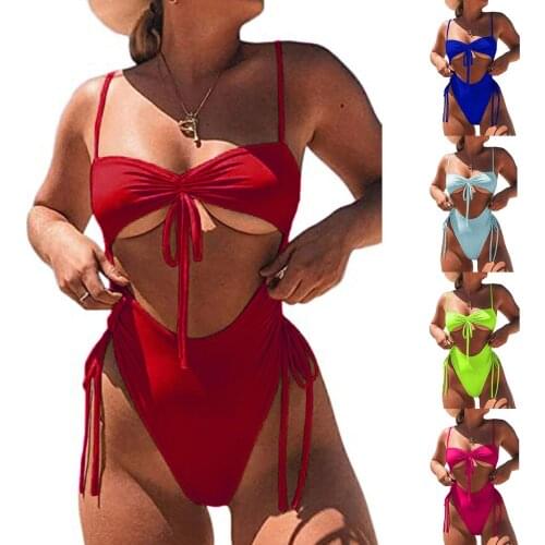 Women Swimsuit Sexy Bikinis 2021 Woman Monokini Bodysuit Women Swimwear Push Up Bandage Padded One Piece Cut Out Bathing Suit