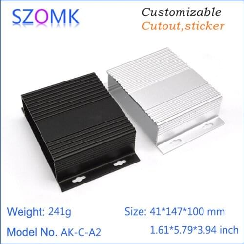 10 pcs 41*147*100mm szomk hot selling extruded aluminum enclosure black silvery amplifier enclosure housing case aluminum box