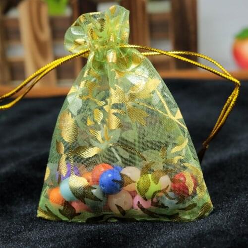 100pcs 7x9cm Drawable Organza Bags Rose gold color Wedding Christmas Gift Bag Jewelry Packaging Bags Pouches