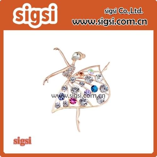 100pcs fancy crystal dancing ballet girl rhinestone brooch pin