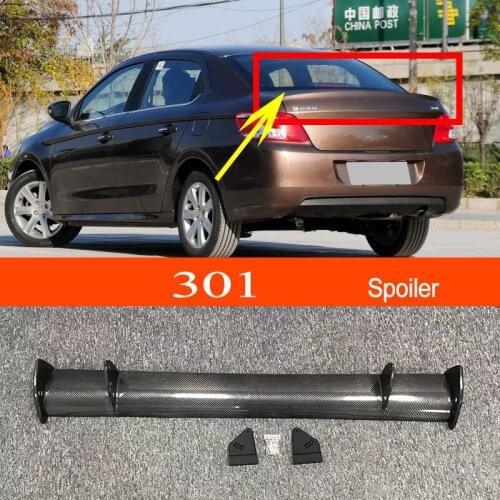 301 Real Carbon Fiber GT-style Car-styling Sporty Rear Trunk Wing Spoiler for Peugeot 301