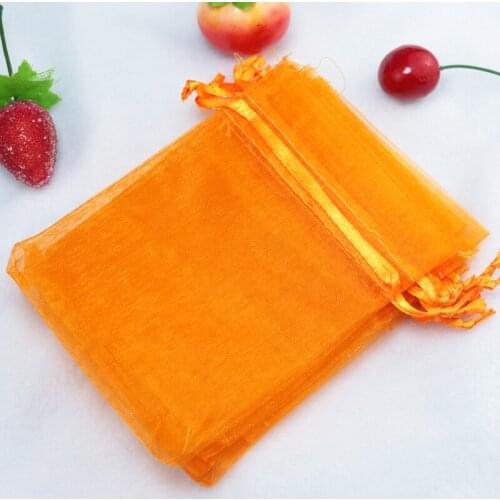 500pcs/lot 11*16cm Organza Bags Wedding Decoration Orange Jewelry Goodie Gifts Packaging Bag Pouches Party Favor Candy Gift Bag