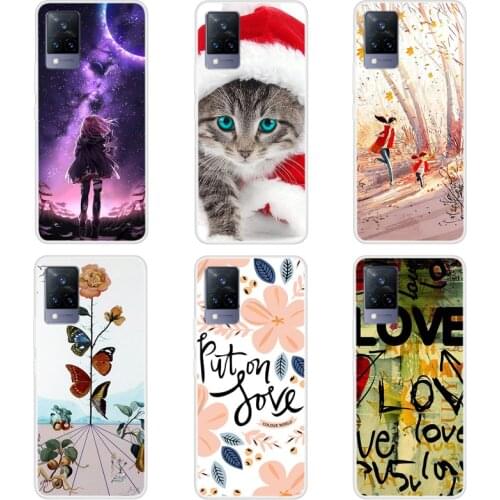 Case For VIVO V21e Phone Cover Back Fitness Silicone Bumper And Softness TPU With Happy Town Series
