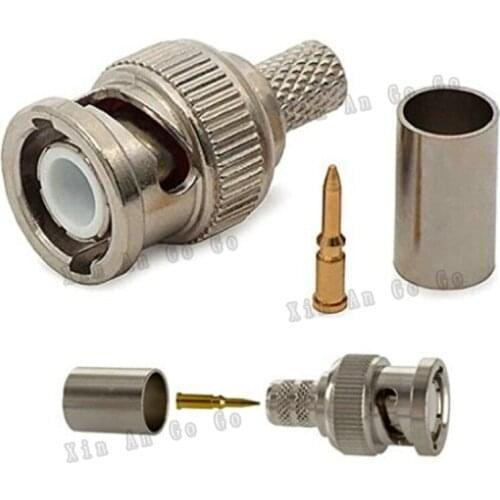 Cheap BNC male crimp RF connector BNC male crimp Plug for RG59 coaxial cable fast ship