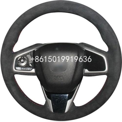 For Honda Civic 10th 2016-2019 Car steering wheel cover black suede hand-sewning