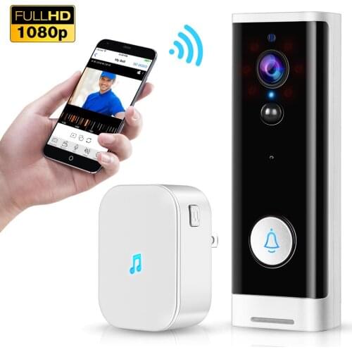 WiFi Video Doorbell 1080P Wireless Smart Security Camera Door Bell 2-way Talk PIR Motion Detection Night Vision Tuya Intercom