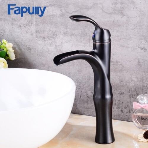 Fapully waterfall faucet oil rubbed bronze basin faucet bathroom cold hot single handle bathroom mixer tap torneira 526-22ORB