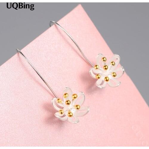 Good Jewelry Fashion Pure 925 Sterling Silver Drop Earrings Lotus Flower Drop Earrings Jewelry Pendientes Brincos
