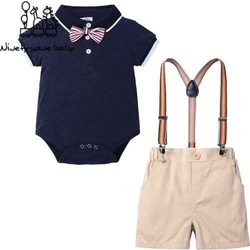 Baby Boys Gentleman Clothes Sets Summer Wedding Party Birthday Newborn Infant Boy Clothes Polo Tops+Shorts 2Pcs Kids Boy Outfits