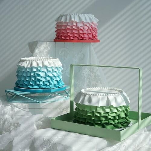 Cute skirt simulation cake Girl fresh wavy side cake bauble Fondant Simulation Cake Props