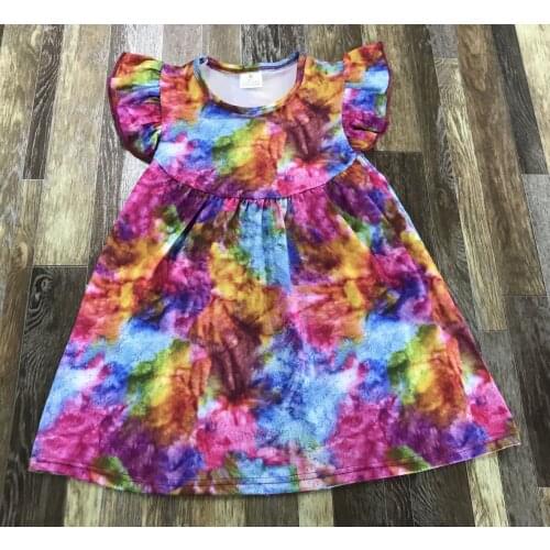 Fashion Popular Kids clothing Little Baby girl color tie-dye lovely pearl dress