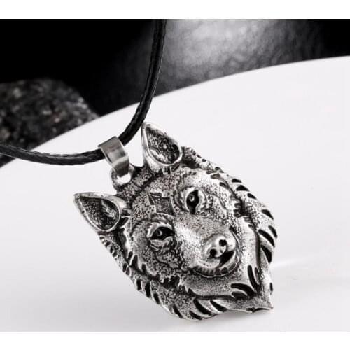 Trendy Animal Wolf Head Pendant Necklace Mens Necklace Vintage Metal Silver Plated Viking Jewelry Wolf Totem Jewelry Accessorie