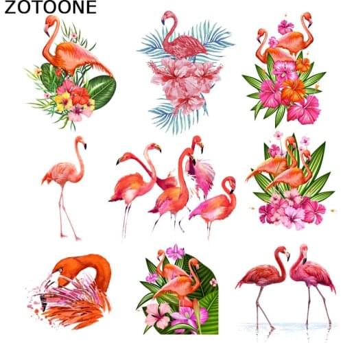 ZOTOONE Iron on Patches for Clothes Heat Transfer Pink Flamingo Patch washingl T-Shirt Stickers for Clothes Accessory Applique C