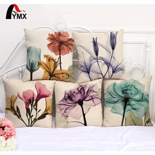18" Small Fresh Flowers Cotton and Linen Sofa Pillow Cushion Cover Pillowcase Wholesale