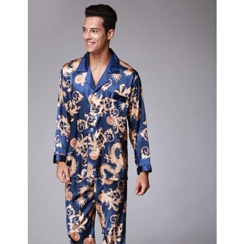 Mens Stain Silk Pajama Set Men Silk Sleepwear Men Sexy Modern Style Soft Cozy Satin Nightgown Men Sets