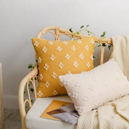 Nordic Style Flowers Stars Cotton Pillow Waist Bedroom Living Room Sofa Bay Window Cushion
